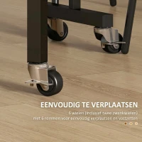 HOMCOM Eettafel voor 4-6 Personen, Opvouwbare Tafel met Wielen, Stalen Frame, 52,5-120 x 80 x 73 cm, Grijs(m-6)