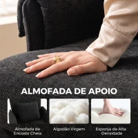 HOMCOM Cadeirão Individual em Chenille Acolchoado para Sala com Pés em Metal e Bolso Lateral Preto(m-5)