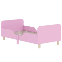 AIYAPLAY Kinderbedframe, eenpersoonsbed voor kinderen, veiligheidshekje, klein bed voor kinderkamer, MDF, zonder matras, Roze