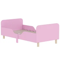 AIYAPLAY Kinderbedframe, eenpersoonsbed voor kinderen, veiligheidshekje, klein bed voor kinderkamer, MDF, zonder matras, Roze(m-1)