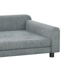 PawHut Sofá para Perro Cama para Perro Cojín Desenfundable Lavable Respaldo Alto Brazos Terciopelo 101x66x34,5cm Gris(m-7)