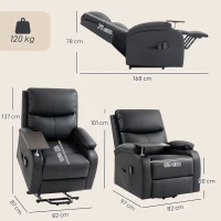 HOMCOM Riser Recliner Chair with Massage and Heat, Electric Lift Recliner Armchair for Elderly, with Side Table, Black(m-3)