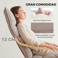 HOMCOM Butaca de Salón con Reposapiés Ajustable Tapizada en Terciopelo con Marco de Madera 67x93x105 cm Marrón Claro(m-4)