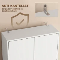 HOMCOM Kast voor boven de wasmachine, hoge badkamerkast met 2 deuren en open vak, 66 x 24 x 191 cm, wit(m-5)
