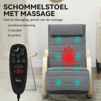 HOMCOM Schommelstoel met Massagefunctie, Lendenverwarming, 3 Modi, Stofbekleding, Grijs(m-4)
