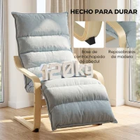 HOMCOM Butaca de Salón con Reposapiés Ajustable Tapizada en Terciopelo con Marco de Madera 67x93x105 cm Azul Claro(m-7)