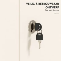 HOMCOM Hoge stalen garagekast met deuren en verstelbare legplanken, opbergkast met ophangstang, crèmewit(m-7)