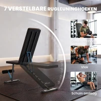 SPORTNOW Verstelbare halterbank met beensteun, 7-voudig verstelbare rugleuning, verstelbare bekleding, belastbaar tot 300 kg(m-5)