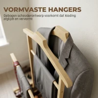 HOMCOM Bamboe kledingrek op wielen, compact, met hangers, ophangstangen, opbergvak en onderrek, eikenlook(m-7)