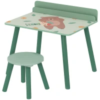 AIYAPLAY Mesa e Cadeira para Crianças com Prateleira para Livros Secretária para Crianças acima de 3 Anos Verde(m-11)