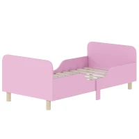 AIYAPLAY Kinderbedframe, eenpersoonsbed voor kinderen, veiligheidshekje, klein bed voor kinderkamer, MDF, zonder matras, Roze(m-10)