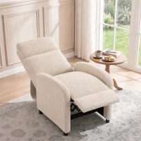 HOMCOM Poltrona Relax Reclinável em Bombazina até 135° com Apoio para os Pés e Encosto Alto Bege(m-2)