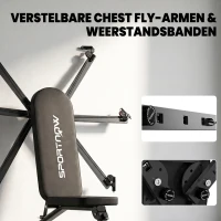 SPORTNOW Opvouwbare Halterbank met Beenstrekker – 3 rugleuningstanden, 3 Weerstandsniveaus, 300 kg Belastbaar(m-6)