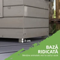 Pawhut Casa din lemn pentru pisici cu acoperis de asfalt, 87x52x44cm, Gri(m-4)