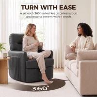 HOMCOM 360° Swivel Accent Chair, Modern Armchair with Thick Cushion, PU Leather Upholstered, Dark Grey(m-4)