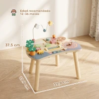 AIYAPLAY Mesa de Actividades para Bebé 1-3 Años 6 en 1 Montessori con Engranajes Laberinto de Cuentas Reloj Giratorio Zanahorias(m-3)