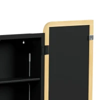 HOMCOM Bathroom Medicine Mirror Cabinet, Bathroom Wall Cabinet with Storage, Magnetic Doors and Adjustable Shelf, Natural(m-10)