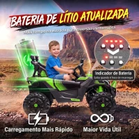 AIYAPLAY UTV elétrico infantil 24 V de 2 lugares com 2 motores de 120 W, comando à distância e suspensão às 4 rodas, verde(m-6)