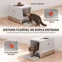 PawHut Caixa de Areia para Gatos em Aço Inoxidável com Tampa Amovível e Pá XXL, Cinzento-Claro(m-6)