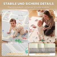 AIYAPLAY Opvouwbare dubbelzijdige baby speelmat met verkeers- en dinosaurusmotief, 200 x 180 cm, voor kinderen van 0-3 jaar(m-7)