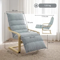 HOMCOM Butaca de Salón con Reposapiés Ajustable Tapizada en Terciopelo con Marco de Madera 67x93x105 cm Azul Claro(m-3)