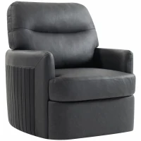 HOMCOM 360° Swivel Accent Chair, Modern Armchair with Thick Cushion, PU Leather Upholstered, Dark Grey(m-15)