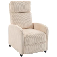 HOMCOM Poltrona Relax Reclinável em Bombazina até 135° com Apoio para os Pés e Encosto Alto Bege(m-1)