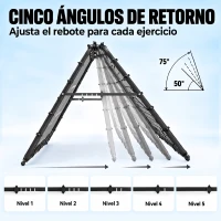 SPORTNOW Red de Rebote de Fútbol Plegable de Doble Cara con 5 Ángulos Ajustables 36 Cuerdas Elásticas 120x99,5x111,5 cm Negro(m-6)