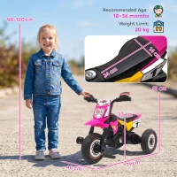 HOMCOM Triciclo Infantil Moto Cross Efectos Musicales y Luminosos Baúl de Almacenamiento Rosa(m-3)