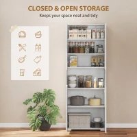 HOMCOM 180 cm Tall Kitchen Cupboard, Pantry Storage Cabinet with Soft Close Doors and Adjustable Shelves, High Gloss White(m-5)