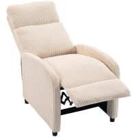 HOMCOM Poltrona Relax Reclinável em Bombazina até 135° com Apoio para os Pés e Encosto Alto Bege(m-11)
