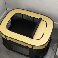 PawHut Parque plegable para mascotas parque para cachorros de tejido Oxford con ventanas y puertas bolsa de almacenamiento amarillo(m-5)