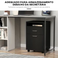 HOMCOM Bloco de Gavetas de Escritório com Armário e Gaveta Móvel Arquivador com Rodas Suporte para Impressora 40x35x60 cm Preto(m-5)