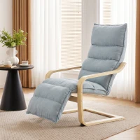 HOMCOM Butaca de Salón con Reposapiés Ajustable Tapizada en Terciopelo con Marco de Madera 67x93x105 cm Azul Claro(m-10)