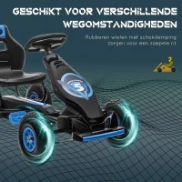 HOMCOM skelter, kindervoertuig met pedaal, pedaalauto, outdoor, blauw+zwart(m-6)
