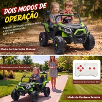 AIYAPLAY UTV elétrico infantil 24 V de 2 lugares com 2 motores de 120 W, comando à distância e suspensão às 4 rodas, verde(m-7)