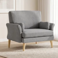 HOMCOM Sillón tapizado con muelles ensacados, butaca con patas de madera maciza en Dunkelgrau(m-2)