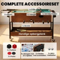 SPORTNOW 3-in-1 Multi Speltafel Draaibaar | Multifunctionele Speeltafel met Biljart, Tafelvoetbal, Airhockey & Opbergvak(m-6)