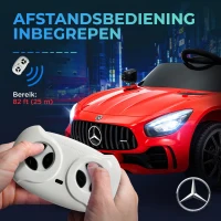 AIYAPLAY Elektrische Kinderauto Mercedes, 3-5 km/u, Afstandsbediening, Licht & Muziek, Rood(m-7)