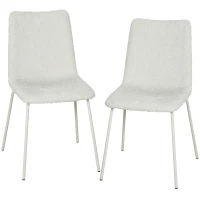 HOMCOM Pack de 2 Sillas de Comedor de Terciopelo con Asiento Respaldo Acolchado y Patas Metálicas Blanco(m-1)