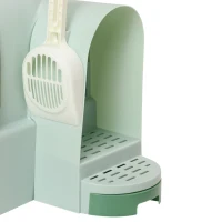 PawHut Maison de toilette, bac à litière fermé pour chat Compartiment Inférieur Amovible pour un Nettoyage Facile Pelle inclus(m-13)