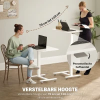 HOMCOM Sta-bureau In Hoogte Verstelbaar met 4 Wielen C-Vorm 65 cm x 48 cm x 70-110 cm Wit(m-4)