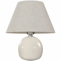 HOMCOM Lámpara de Mesa Vintage Lámpara de Mesita de Noche con Base de Cerámica Pantalla de Lino Interruptor Basculante Crema(m-1)