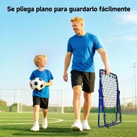 HOMCOM Red de Rebote Reboteador de Fútbol de Metal con Ángulo Ajustable 20 Cuerdas Elásticas 96x80x96 cm Azul(m-4)