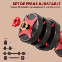 SPORTNOW Juego de Mancuernas Ajustables 25 kg 6 en 1 como Kettlebell Barra Mancuernas Soporte para Flexiones para Gimnasio Casa(m-5)