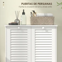 HOMCOM Mueble Ropa Sucia de Baño 2 Compartimentos y Puertas de Lamas para Cocina Salón Lavandería 70x38x73 cm Blanco(m-5)