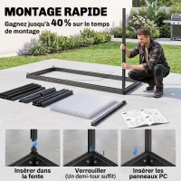 Outsunny Serre de Jardin en Aluminium Polycarbonate, Montage Rapide, Fenêtre Réglable, Porte Battante, 170x58x195cm, Transparent(m-4)