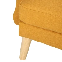 HOMCOM Sillón acolchado de terciopelo, sillón de acento extragrande con patas de madera, sillón de lectura para salón y dormitorio, Amarillo(m-9)