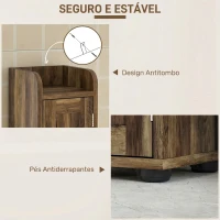 HOMCOM Coluna de Casa de Banho com 2 Portas, Compartimento Aberto, Prateleiras Ajustáveis e Suporte para Papel Higiénico, 20x20x185 cm, Castanho Acinzentado(m-7)