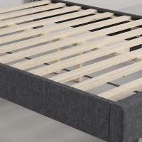 HOMCOM Cama Tapizada Doble 160x200 cm con Cabecero Acolchado Ajustable Láminas de Madera Fácil Montaje Gris Oscuro(m-12)